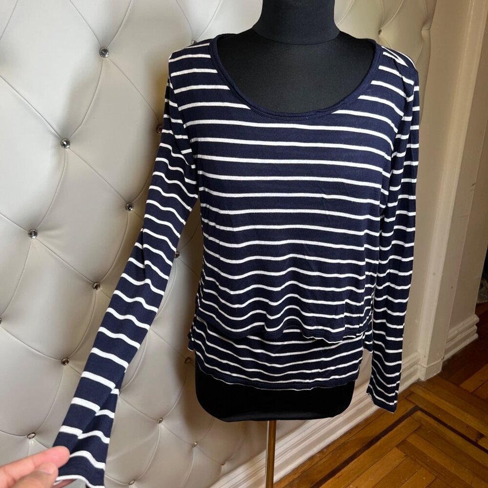 Mama/Maternite Navy And White Striped Women's Top Size M